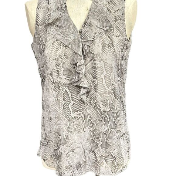 White House Black Market Snake Print Sleeveless Blouse Size 2 - Picture 7 of 12